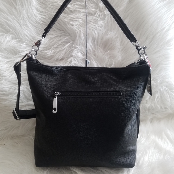 BLACK RHINESTONE BLOCK DESIGN HOBO BAG - Picture 4 of 6